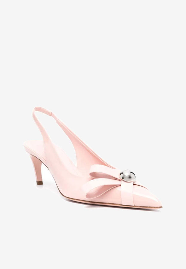 Salvatore Ferragamo Brilda 55 Bow-Applique Slingback Pumps 01H646 BRILDA SLG 769335 NYLUND PINK