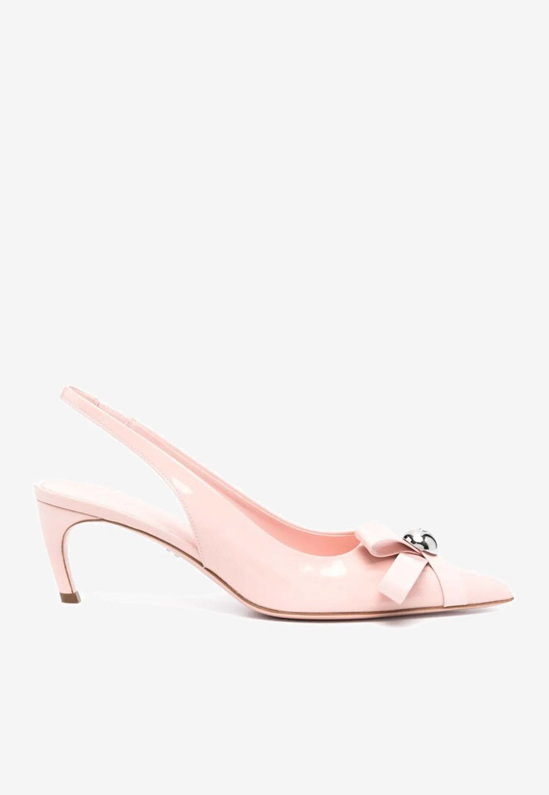 Salvatore Ferragamo Brilda 55 Bow-Applique Slingback Pumps 01H646 BRILDA SLG 769335 NYLUND PINK