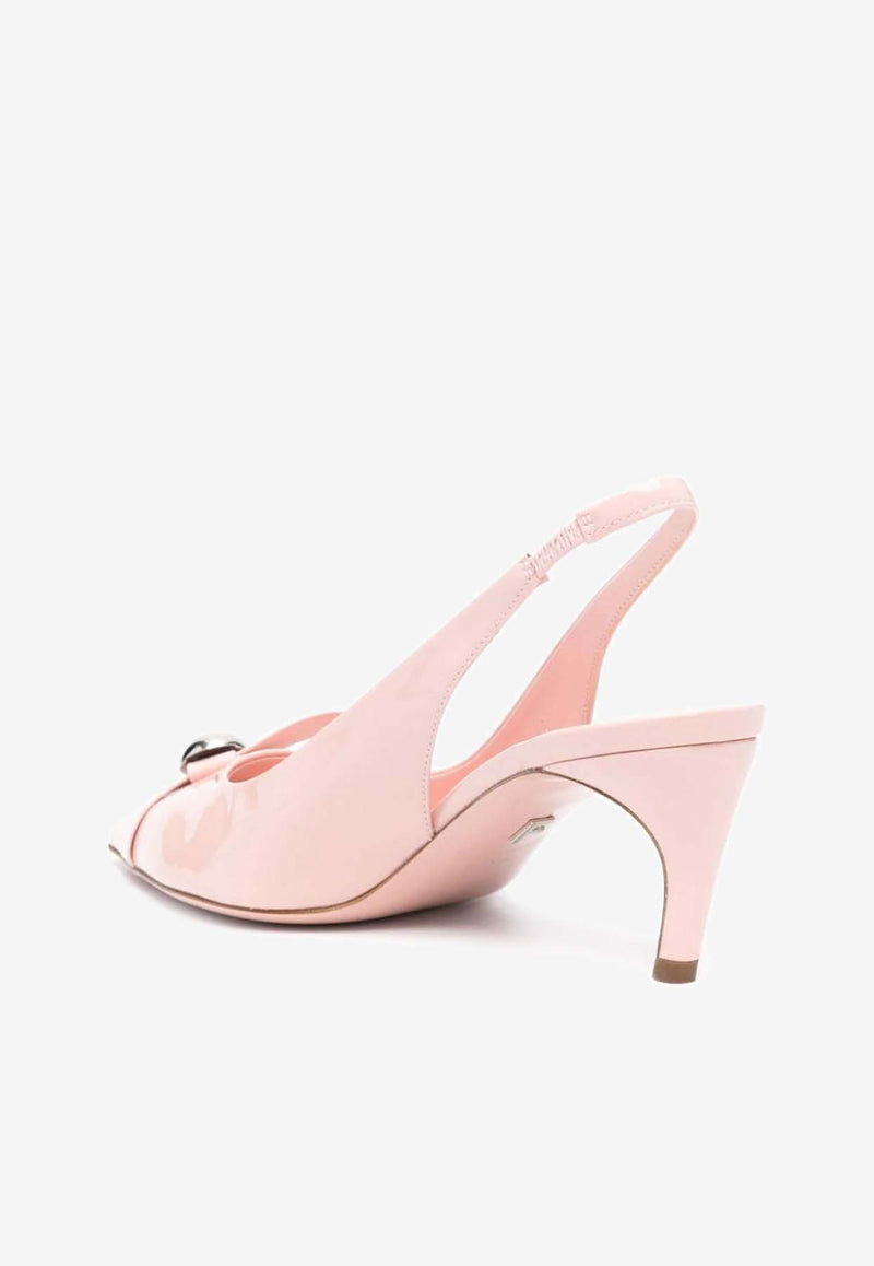 Salvatore Ferragamo Brilda 55 Bow-Applique Slingback Pumps 01H646 BRILDA SLG 769335 NYLUND PINK