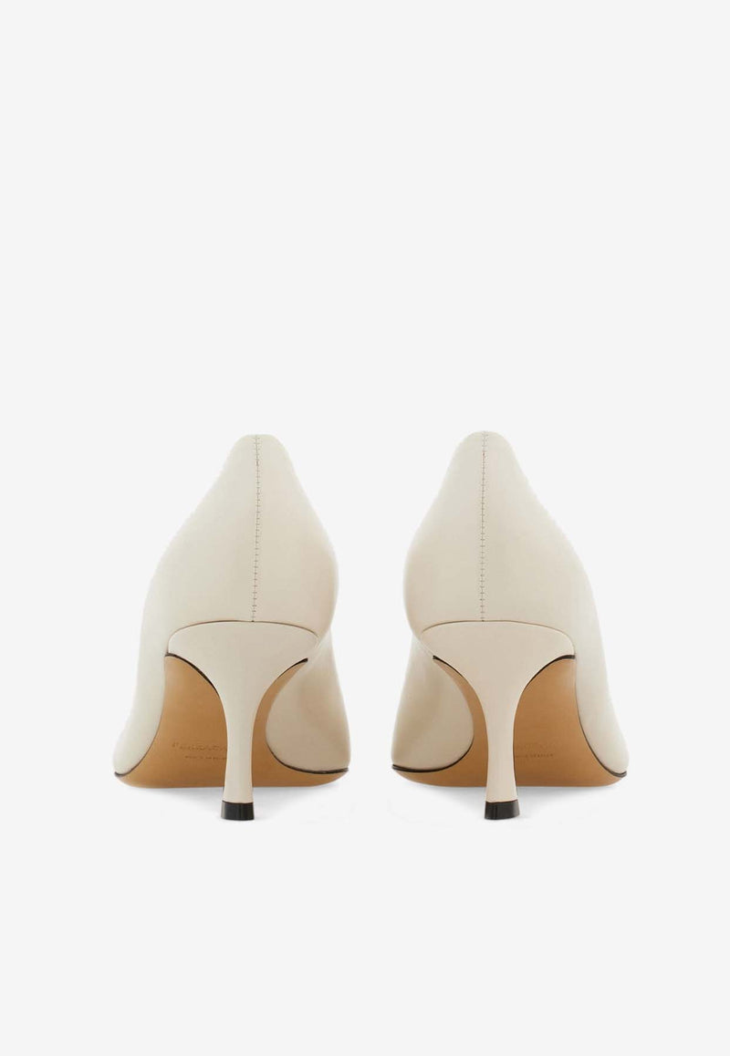 Salvatore Ferragamo Bria 60 Cap-Toe Pumps in Calf Leather Cream 01I223 BRIA 60 774956 MASCARPONE