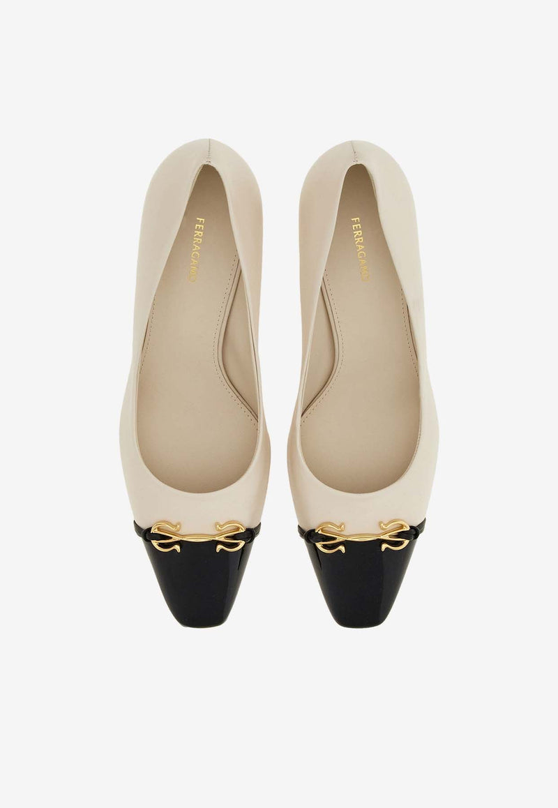 Salvatore Ferragamo Bria 60 Cap-Toe Pumps in Calf Leather Cream 01I223 BRIA 60 774956 MASCARPONE