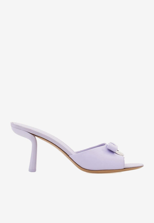 Salvatore Ferragamo Elida 70 Drop Bow Calf Leather Mules Lavender 01I336 ELIDA 70 G 774563 NEW LAVANDER