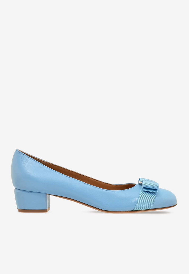 Salvatore Ferragamo Vara 30 Nappa Leather Pumps Sky Blue 01I745 VARA SOFT 775751 SKY BLUE