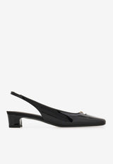 Salvatore Ferragamo Saida 30 Patent-Leather Slingback Pumps Black 01J444 SAIDA 779796 NERO