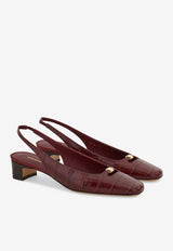 Salvatore Ferragamo Saida 30 Croc-Embossed Slingback Pumps Bordeaux 01J637 SAIDA C 779794 BORGOGNA