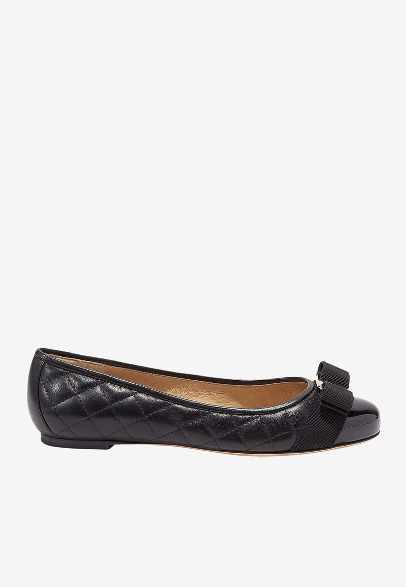 Salvatore Ferragamo Varinaq Quilted Leather Ballet Flats Black 01M831 VARINAQ 672100 NERO