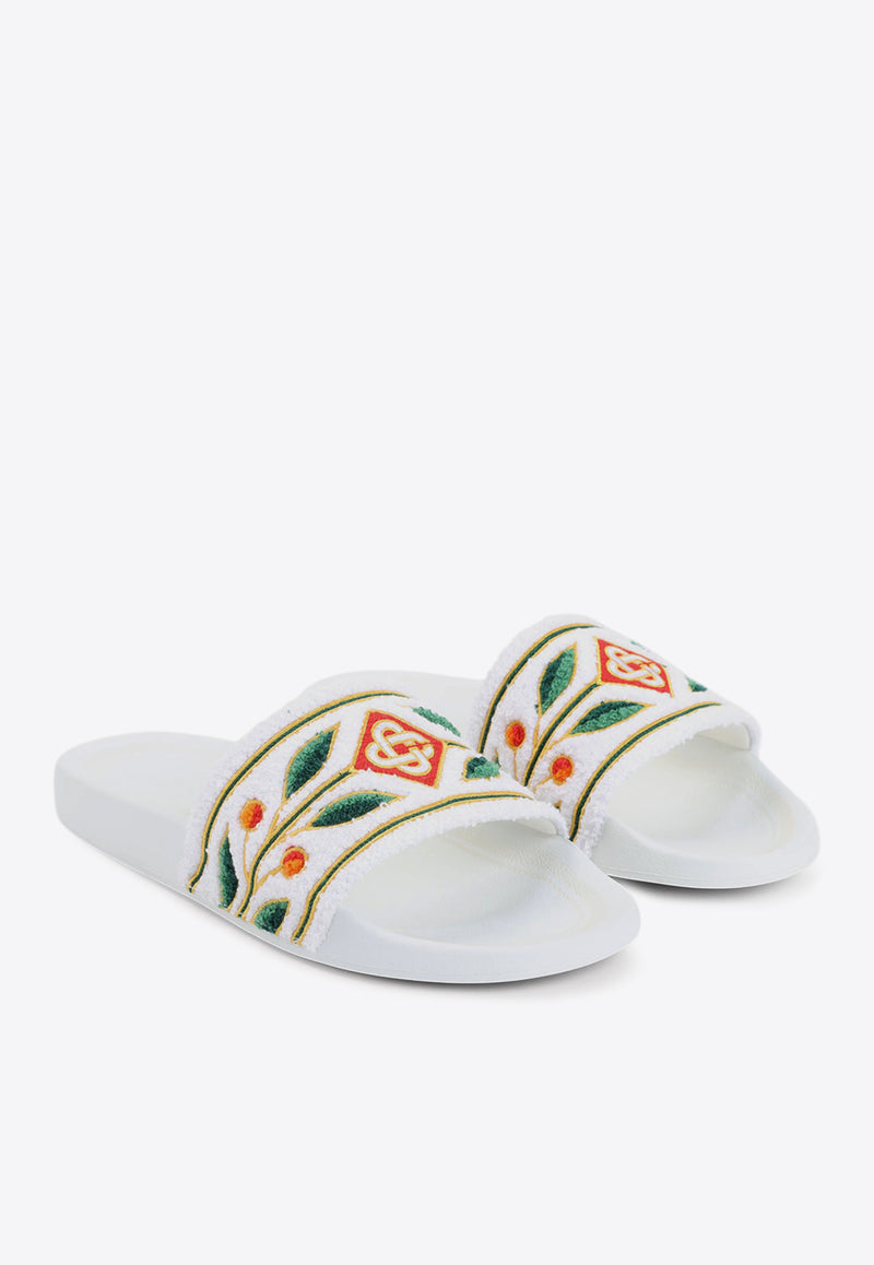 Embroidered Terry Sandals