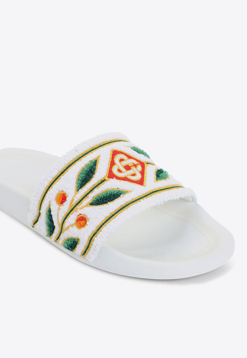 Embroidered Terry Sandals