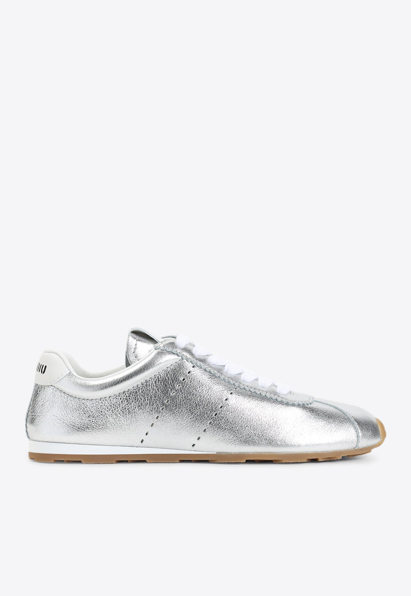 Metallic Leather Low-Top Sneakers