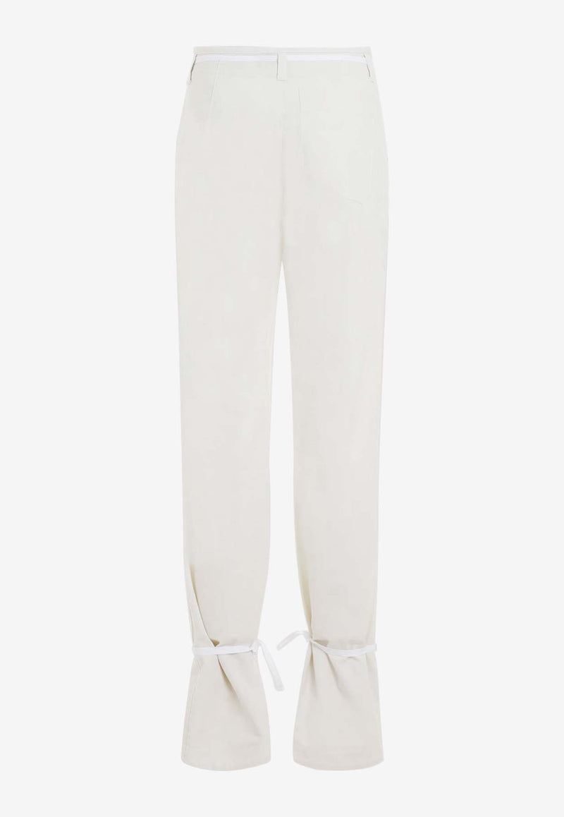 String-Belt Straight-Leg Pants