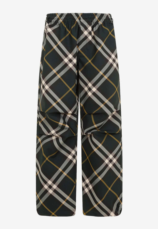 Checked Elastic-Waist Pants