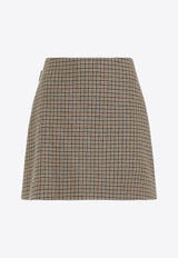 Checked Wool Mini Skirt