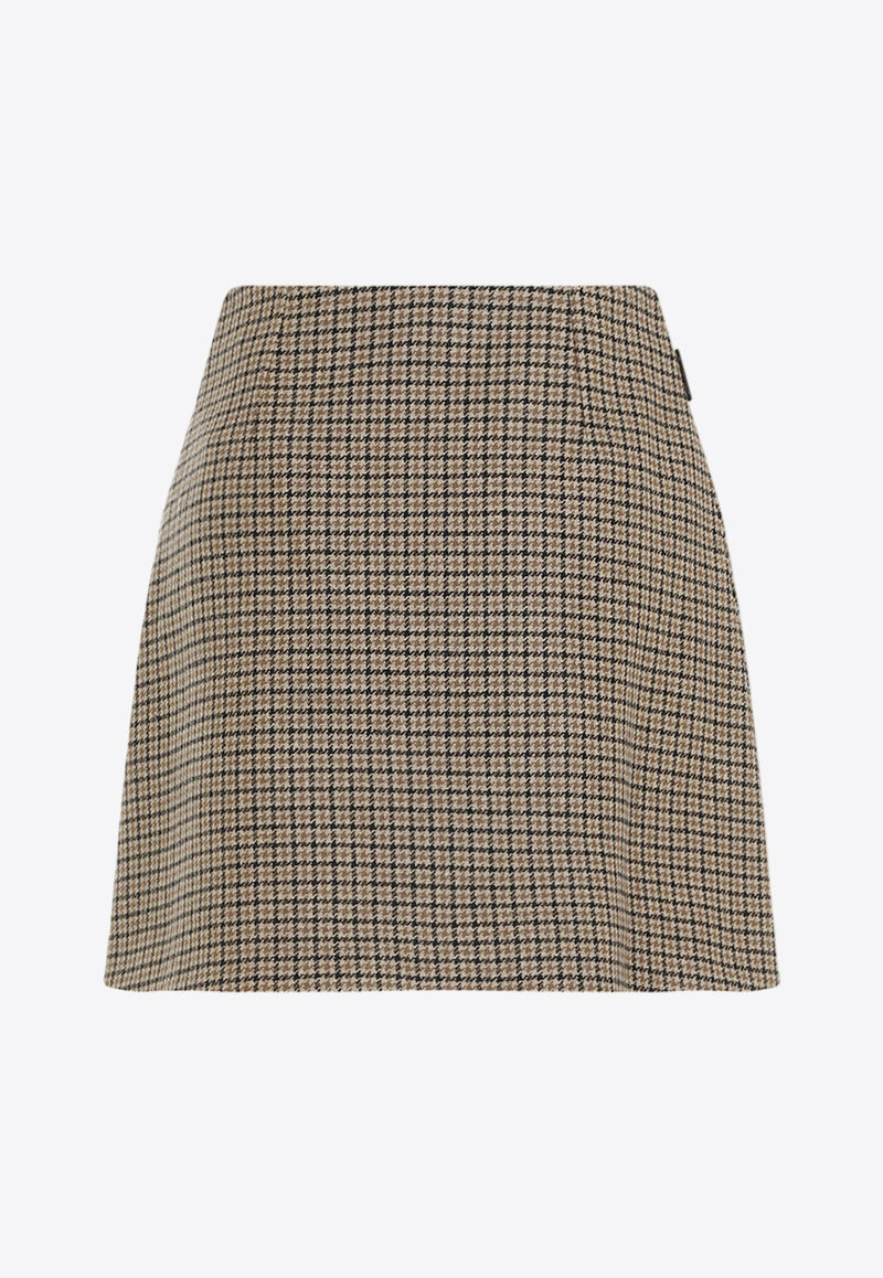 Checked Wool Mini Skirt