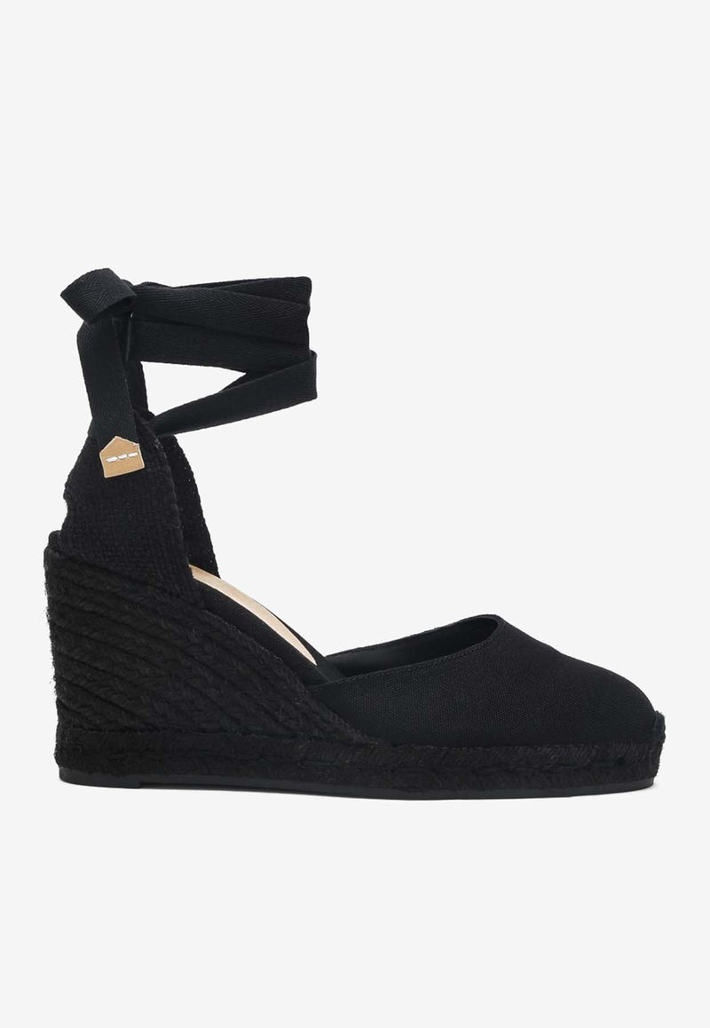 Castañer Carina 90 Canvas Wedge Espadrilles Black 020967CO/Q_CASTA-100