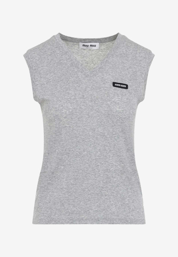 Logo V-neck Top