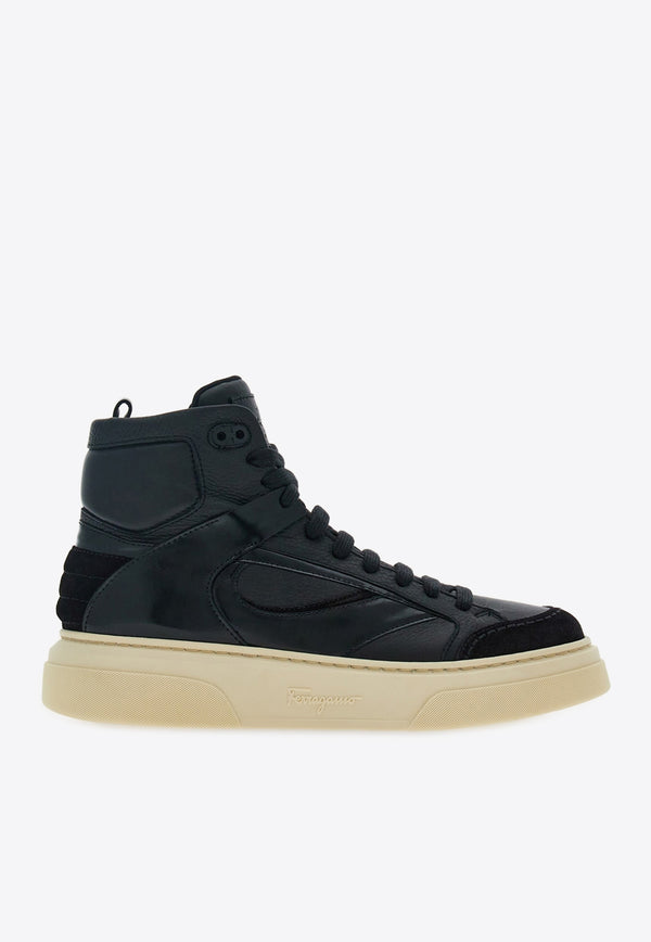 Salvatore Ferragamo Cassio Leather High-Top Sneakers 021270 CASSIO HIGH 762716 NERO