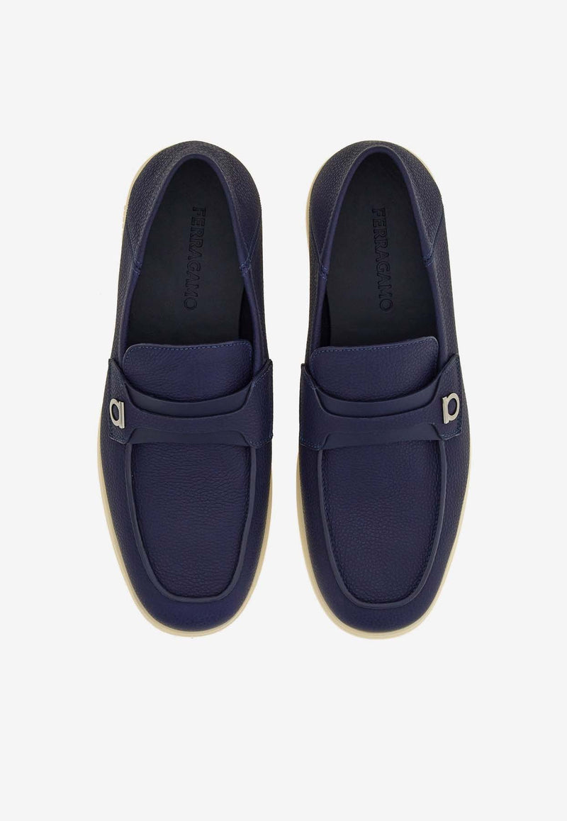 Salvatore Ferragamo Drame Gancini Leather Loafers 021599 DRAME 768456 MIDNIGHT