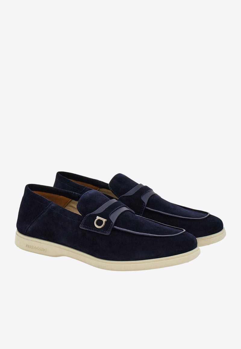 Salvatore Ferragamo Drame Suede Loafers 021599 DRAME 769253 MIDNIGHT Blue