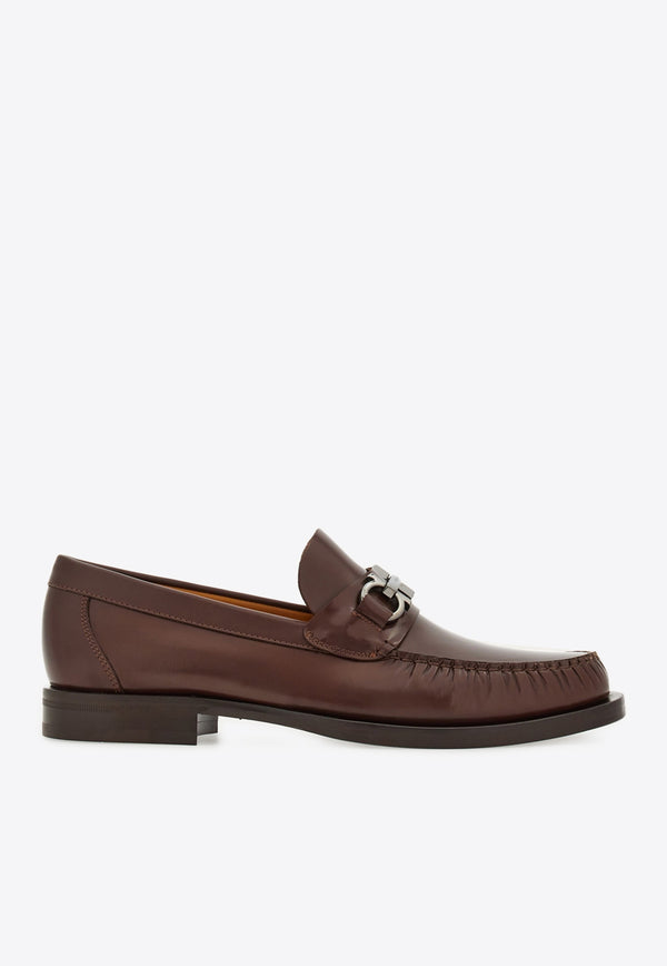 Salvatore Ferragamo Gancini Horsebit-Plaque Loafers in Leather 021606 FORT 762690 COCOA BROWN