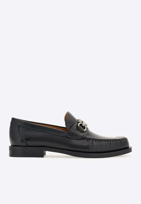 Salvatore Ferragamo Fort Gancini leather Loafers 021606 FORT 762695 NERO/NERO