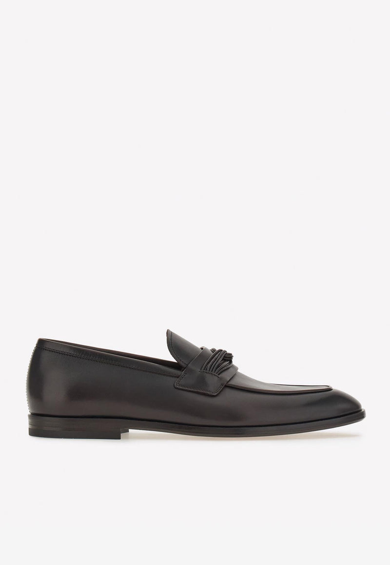 Salvatore Ferragamo Florida Penny Loafers in Leather Black 021609 FLORIDA 762598 HICKORY