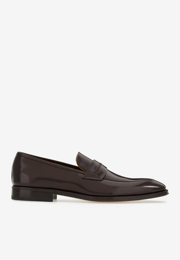 Salvatore Ferragamo Felipe Penny Loafers in Leather Black 021620 FELIPE 762474 HICKORY