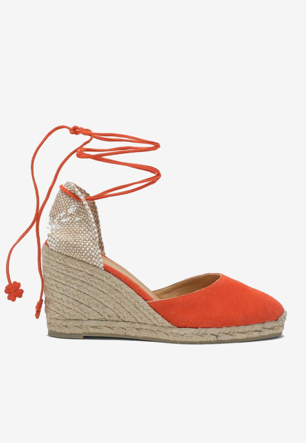 Castañer Carina 90 Suede Wedge Espadrilles Orange 021740SU/Q_CASTA-912