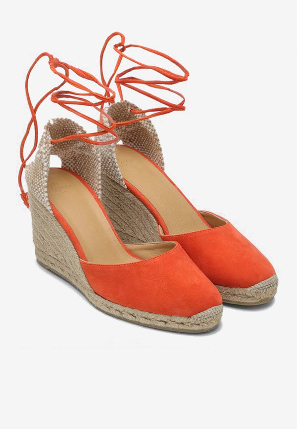 Castañer Carina 90 Suede Wedge Espadrilles Orange 021740SU/Q_CASTA-912