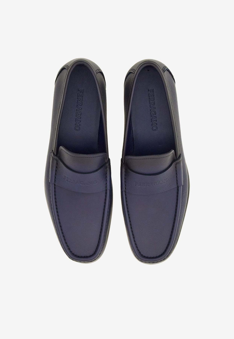 Salvatore Ferragamo Dupont Leather Penny Loafers 022319 DUPONT 768165 MIDNIGHT