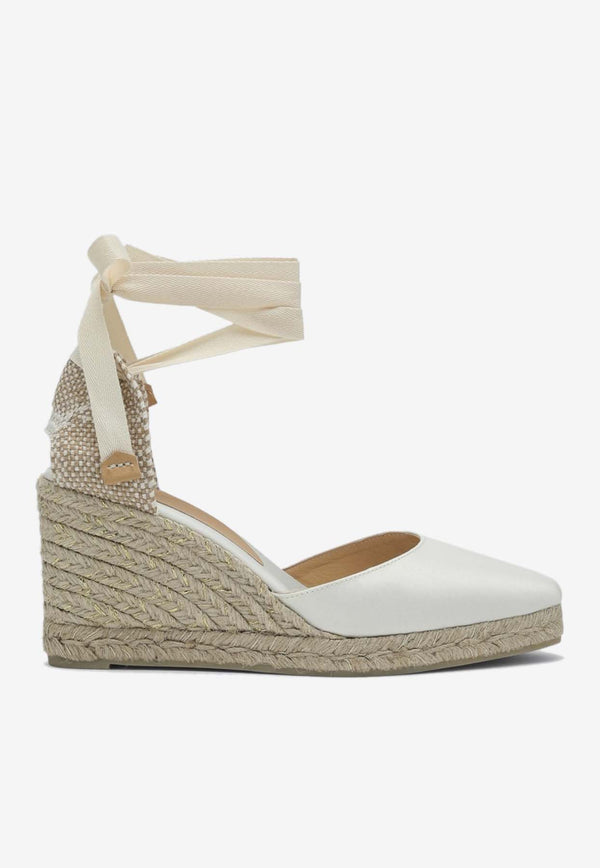 Castañer Joyce 90 Satin Wedge Espadrilles White 025644SI/Q_CASTA-202