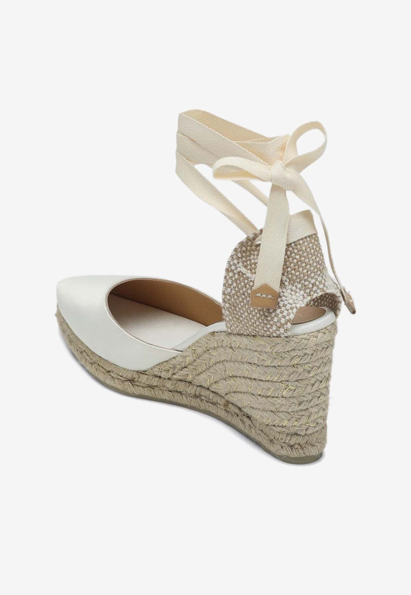 Castañer Joyce 90 Satin Wedge Espadrilles White 025644SI/Q_CASTA-202