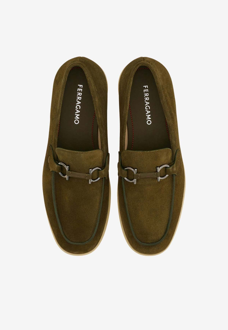 Salvatore Ferragamo Cosimo Gancini Casual Loafers Green 028298 COSIMO 778833 NEW OLIVE