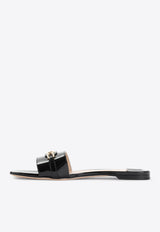 Whitney Logo Leather Flat Sandals