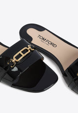 Whitney Logo Leather Flat Sandals