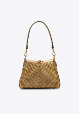 Small Vela Woven Leather Shoulder Bag