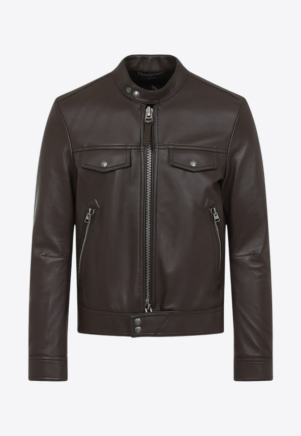 Zip-Up Leather Jacket