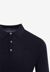 Silk-Blend Long-Sleeved Polo T-shirt