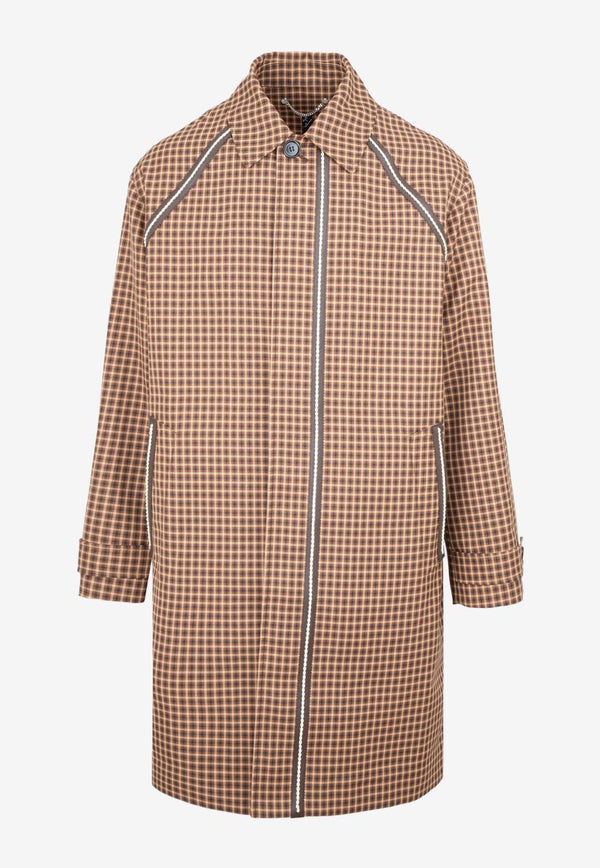 Berluti Checkered Nylon Car Coat Brown R21OCU80001-F35 MIDDLE BROWN