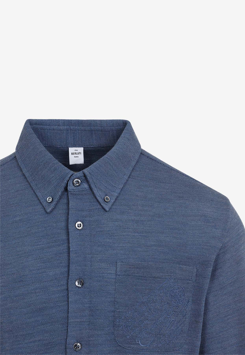 Berluti Scritto Pocket Long-Sleeved Shirt Blue R27JSL17.002-N91 BLUE DENIM