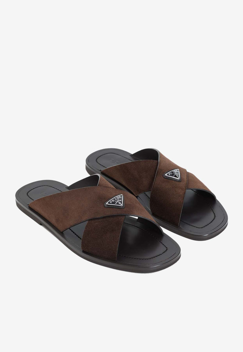 Logo Leather Slides