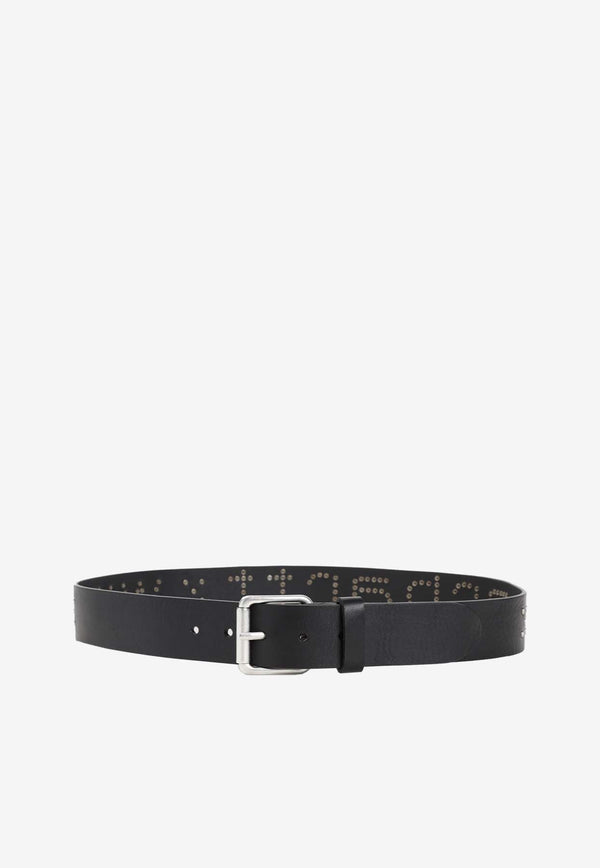 Script Studs Leather Belt