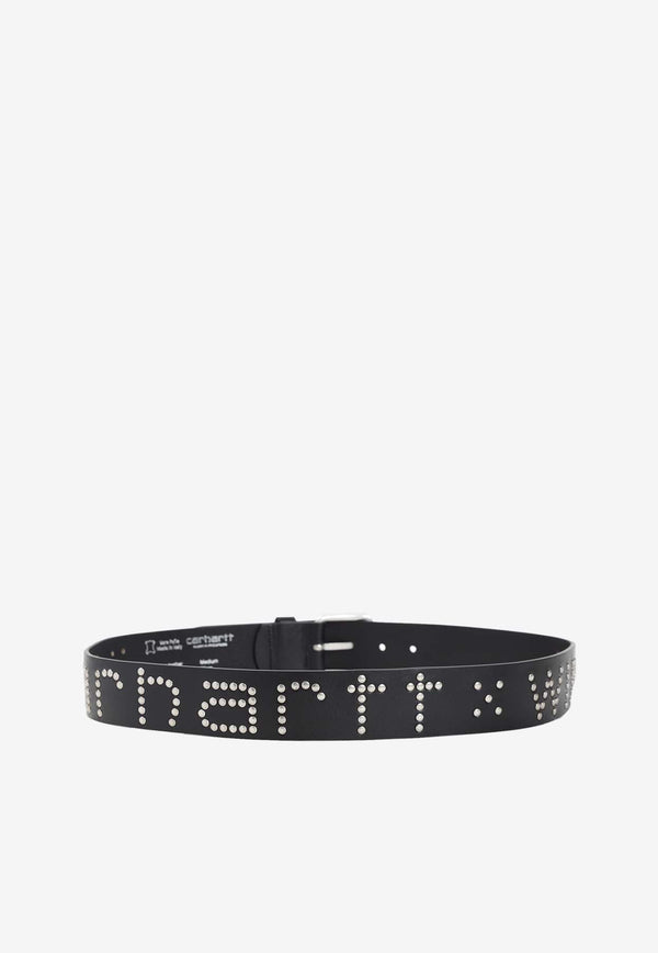 Script Studs Leather Belt