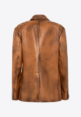 Giuseppe di Morabito Vintage-Effect Leather Blazer Brown 03PFJA103P03339BROWN