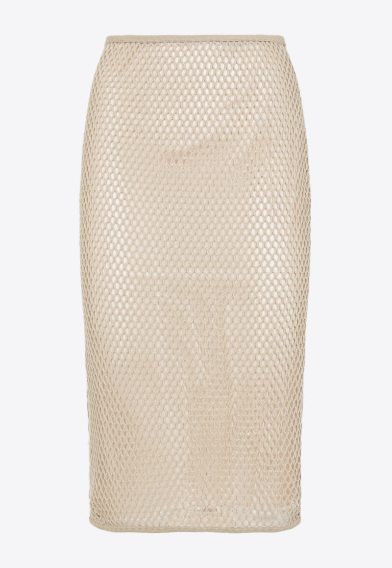 Triangle Logo Mesh Pencil Skirt