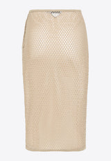 Triangle Logo Mesh Pencil Skirt