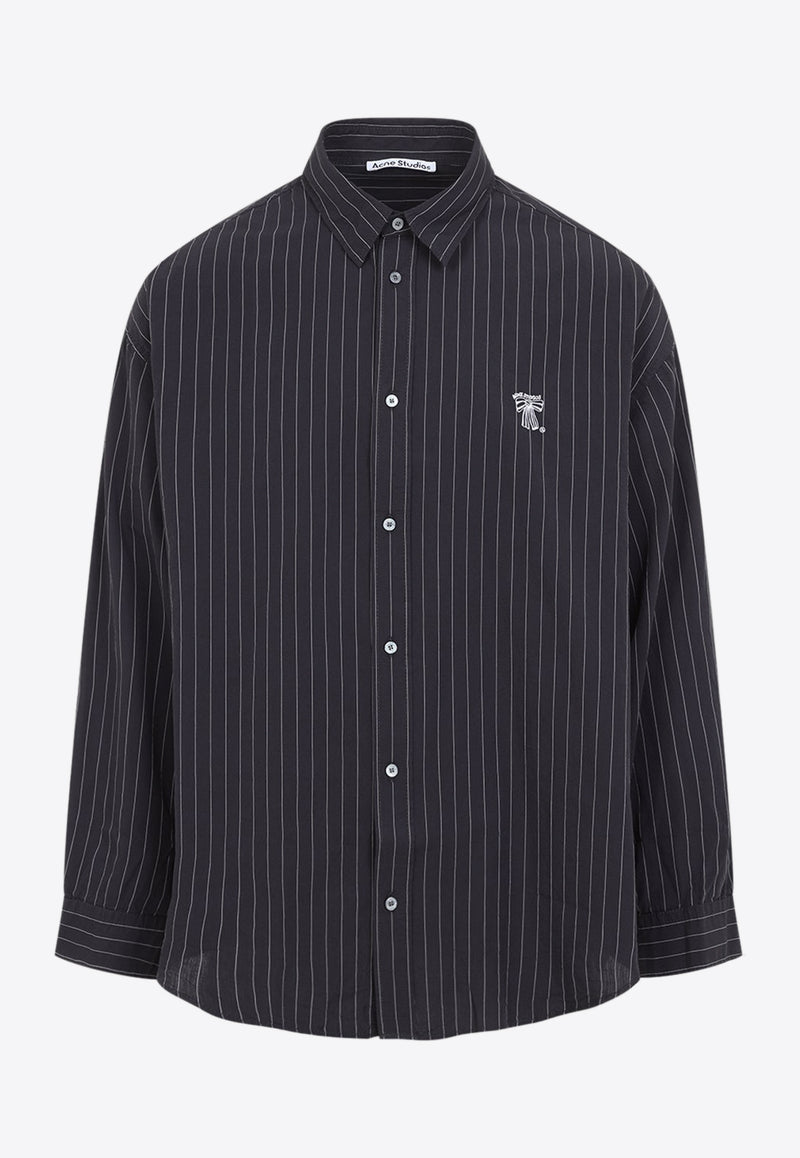 Logo Embroidered Striped Shirt