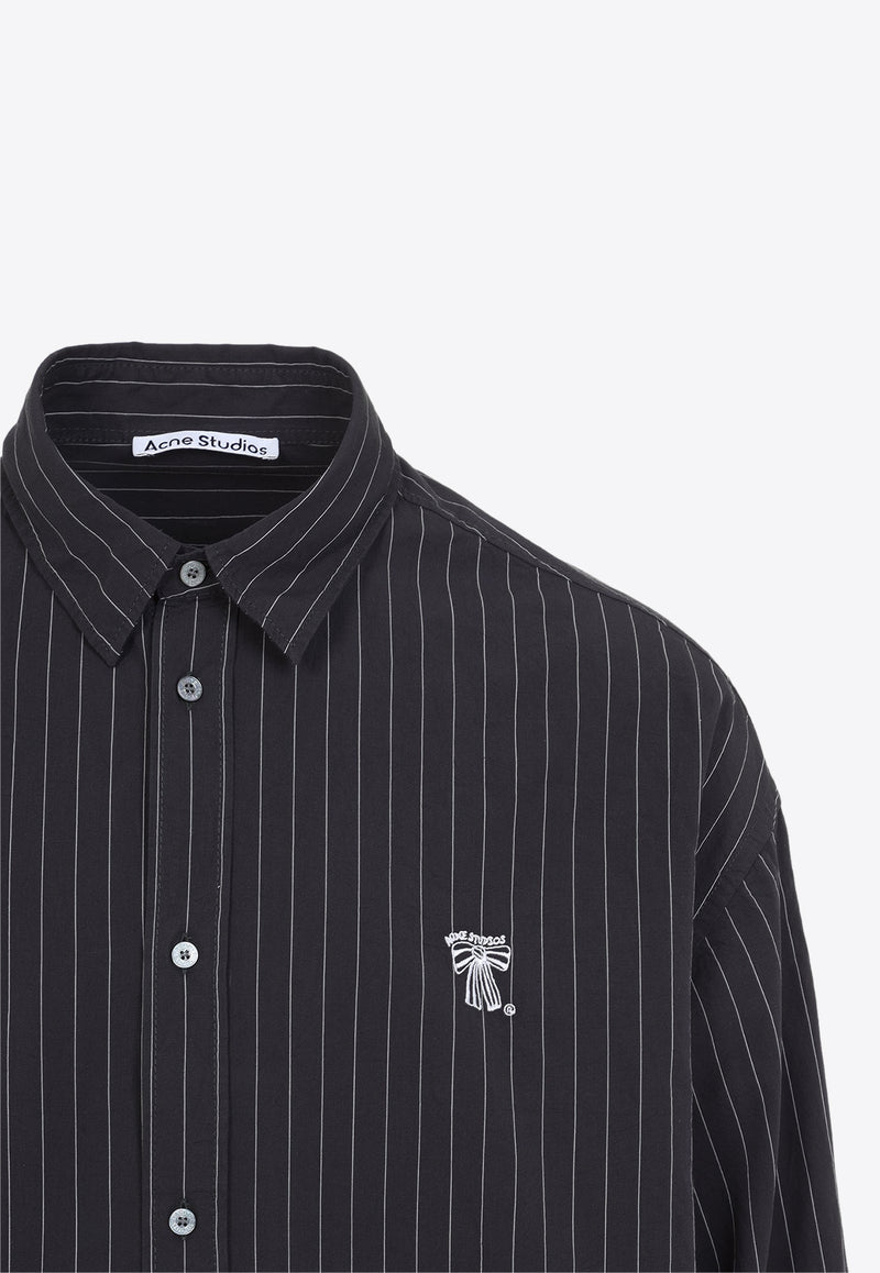 Logo Embroidered Striped Shirt