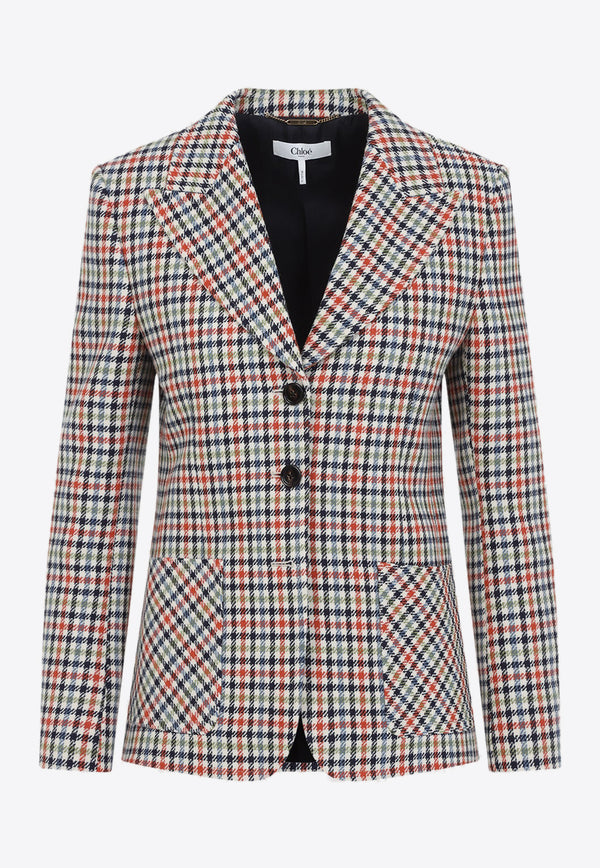 Single-Breasted Checked Blazer