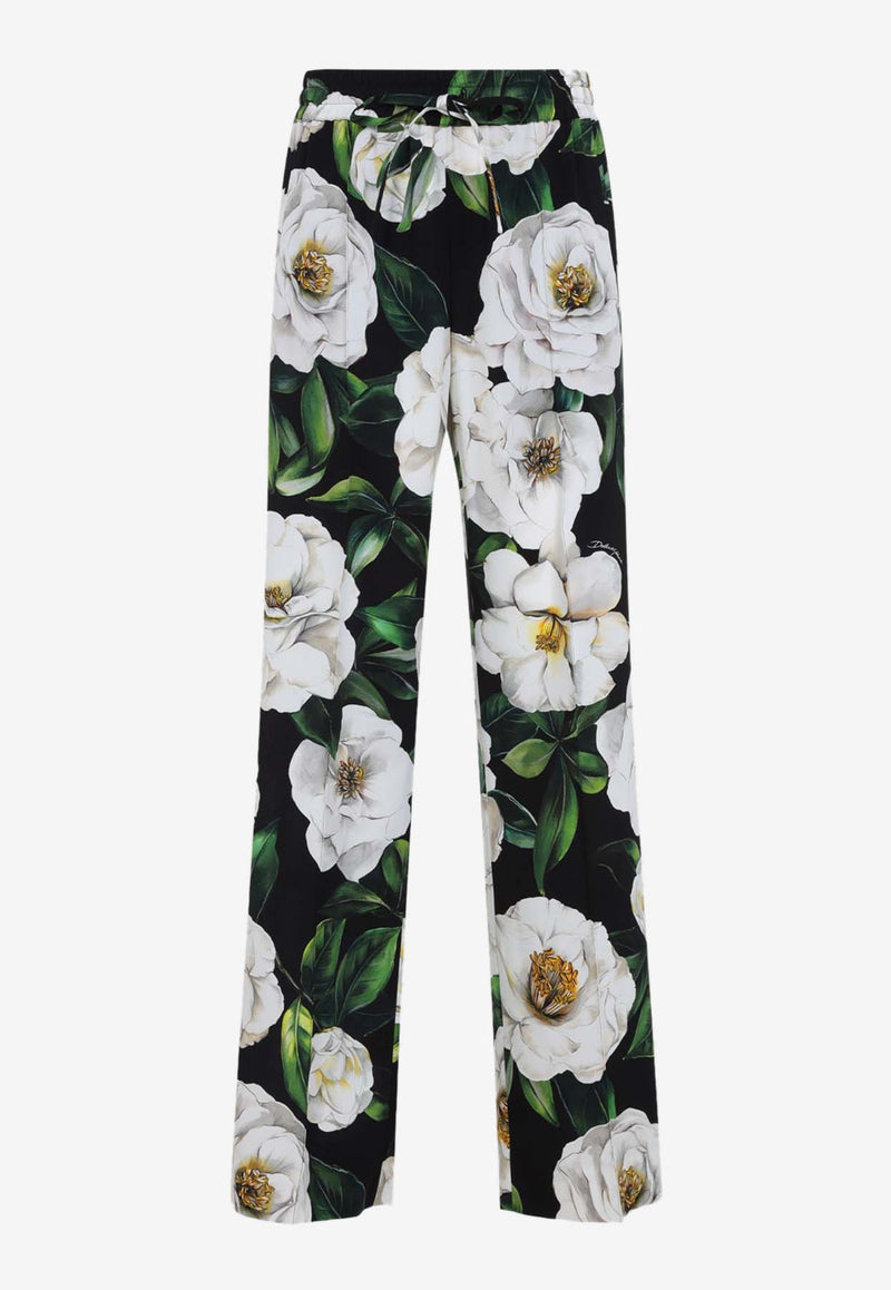 Floral Print Wide-Leg Pants