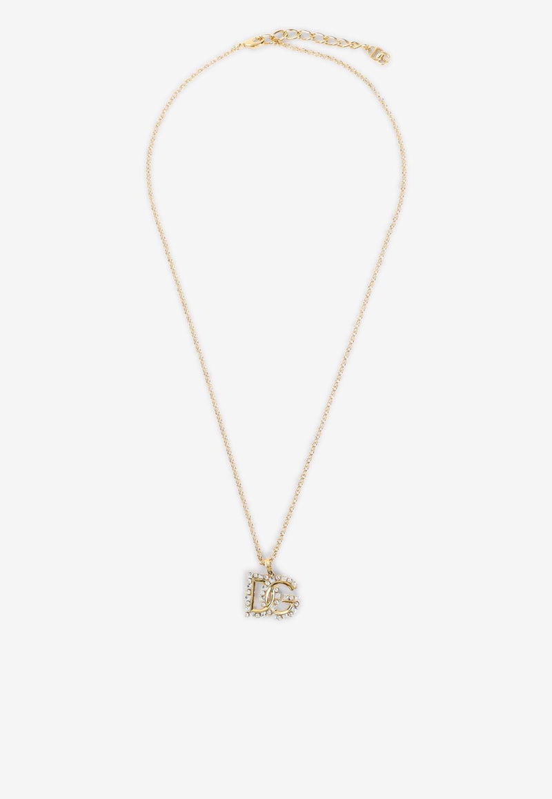 Crystal-Embellished DG Logo Necklace